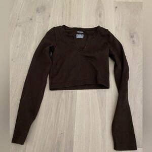Women’s Brown Wild Fable Cropped Long Sleeve, Size XS